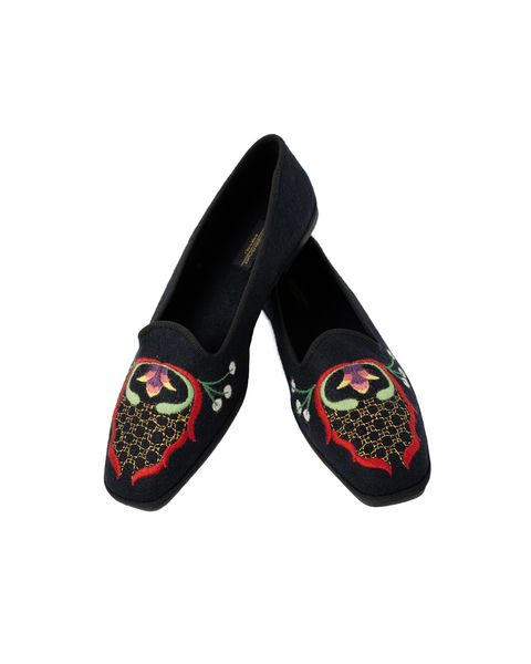 Hovedbilde  Ballerina i ull m/brodering- rød, gull, lilla