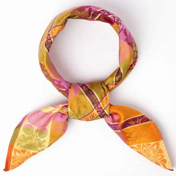 Hovedbilde Silkeskjerf - Mimmi, rosa/gul/grønn